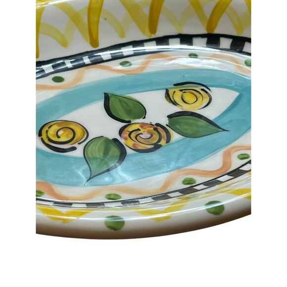 Vintage Vicki Carroll Oval Serving Pottery Platter Hand Painted & Signed 1996 - Picture 2 of 6